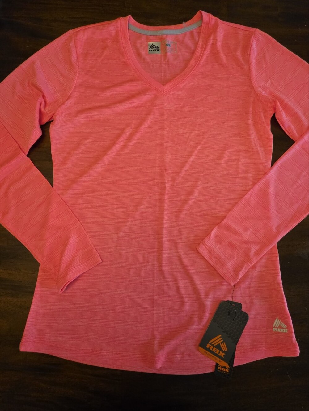 NWT RBX Active Women's V-Neck Long Sleeve Workout Shirt Heather Pink Size S